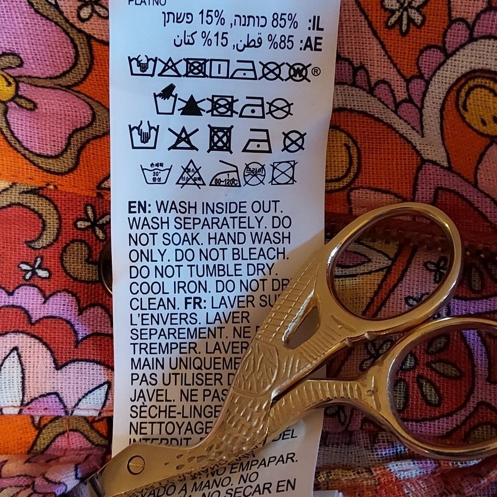 Billabong X Smiley Retro Festival Boho Floral Psychedelic Linen Blend Pants 27 - Picture 10 of 10